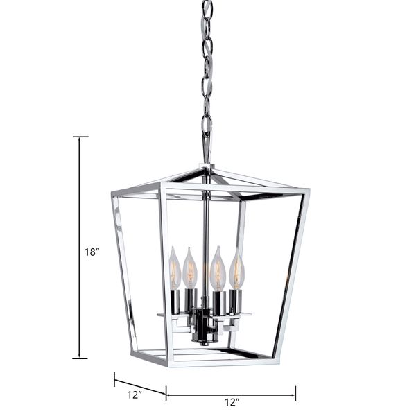 Cage 12'' Wide 4-Light Pendant - Polished Nickel