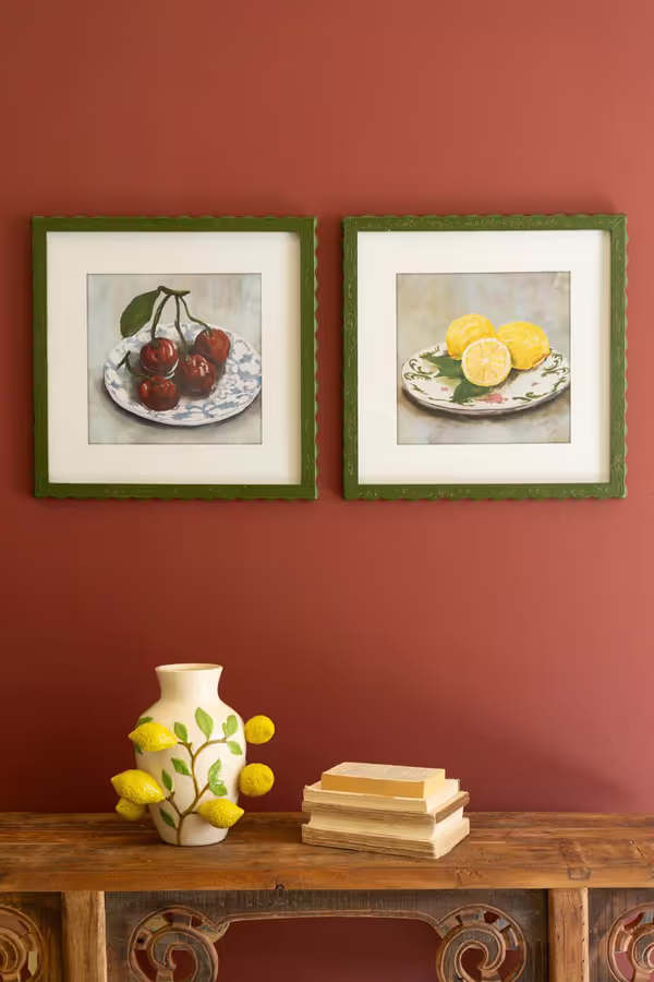 Set of 2 Framed Fruit Prints under Glass