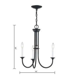Meadowview 18'' Wide 3-Light Chandelier - Matte Black 3