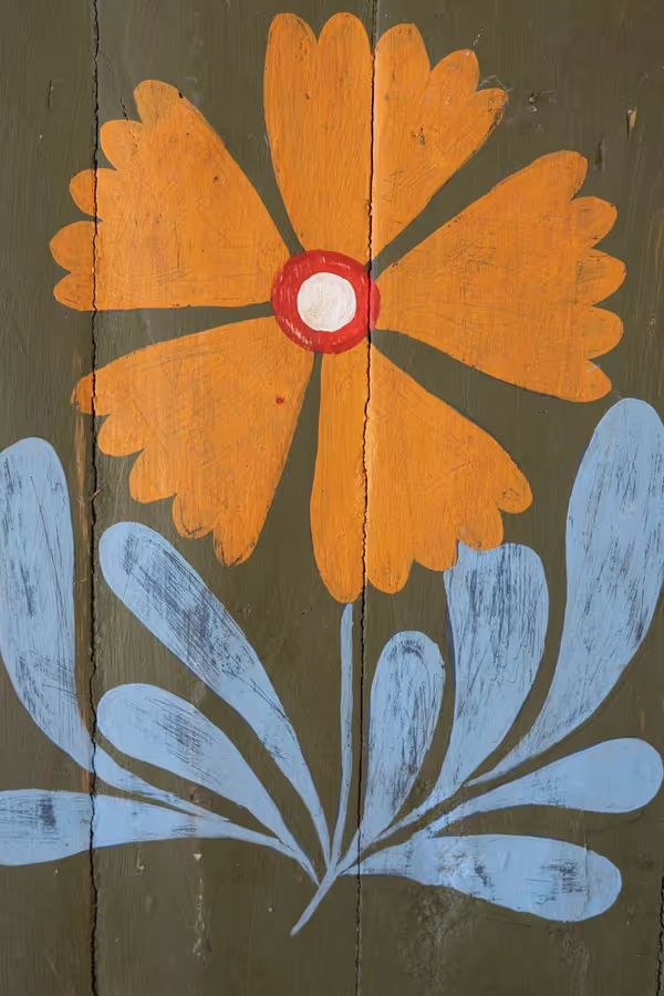 Set of 4 Hand-Painted Florals on Recycled Wood