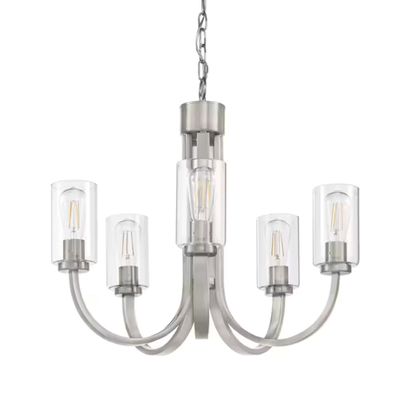 Melina 24″ Wide 5-Light Chandelier - Brushed Nickel