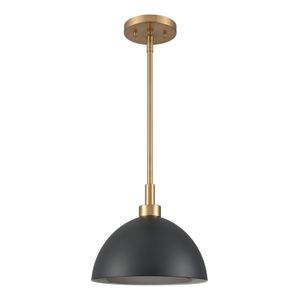 Pelham 10'' Wide 2-Light Mini Pendant - Satin Brass with Matte Black 2