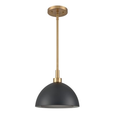 Pelham 10″ Wide 2-Light Mini Pendant - Satin Brass with Matte Black