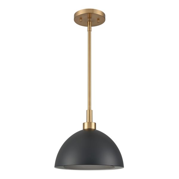 Pelham 10'' Wide 2-Light Mini Pendant - Satin Brass with Matte Black