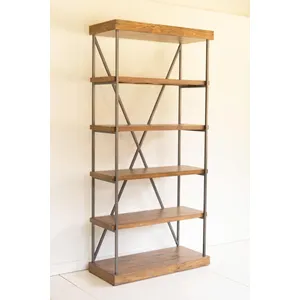 Narrow Wood and Metal Display Shelf 3