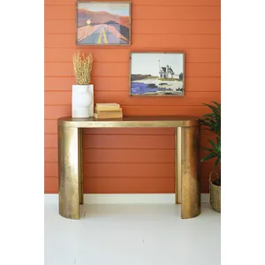 Oval Antique Brass Console Table 1