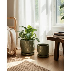 LEONAHAM SET OF 2 GREEN PLANTER 7 (IN) 11