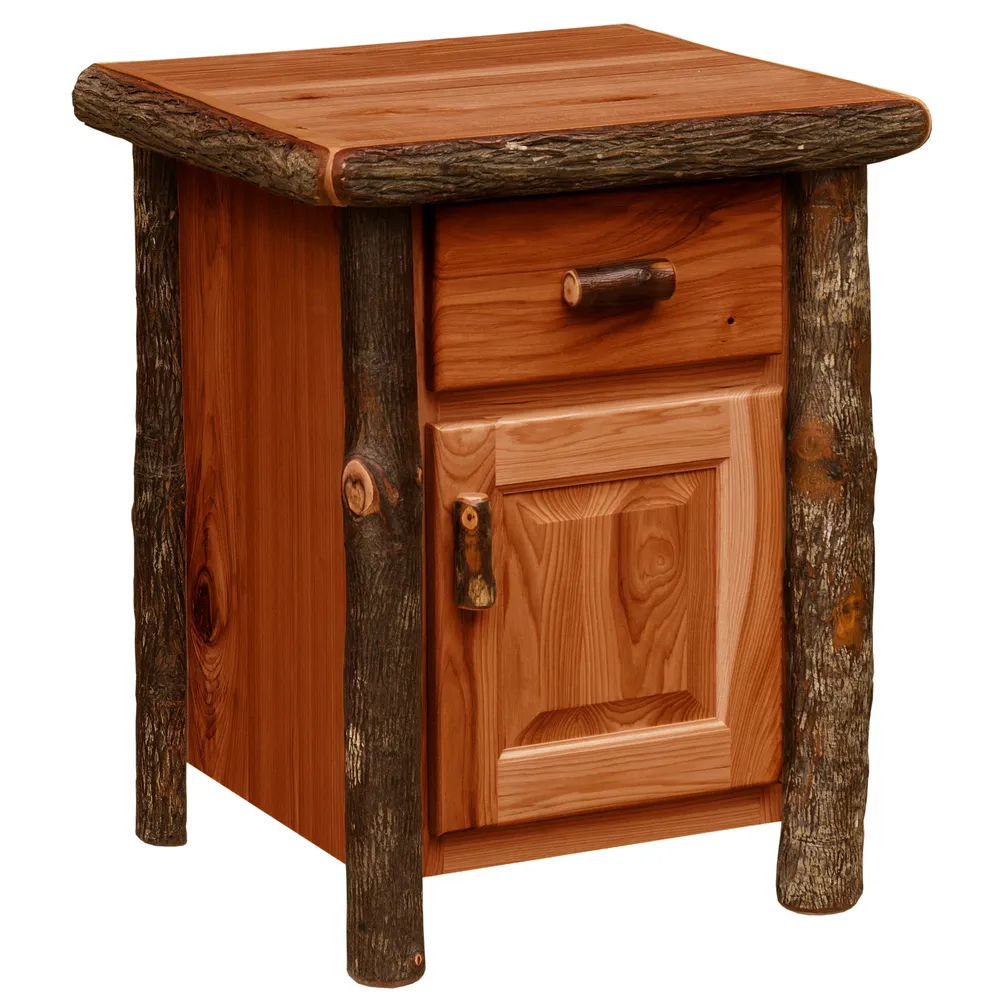 Hickory Log Enclosed End Table - Cinnamon