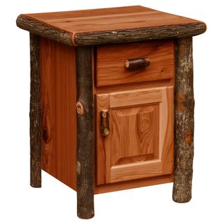 Hickory Log Enclosed End Table - Cinnamon