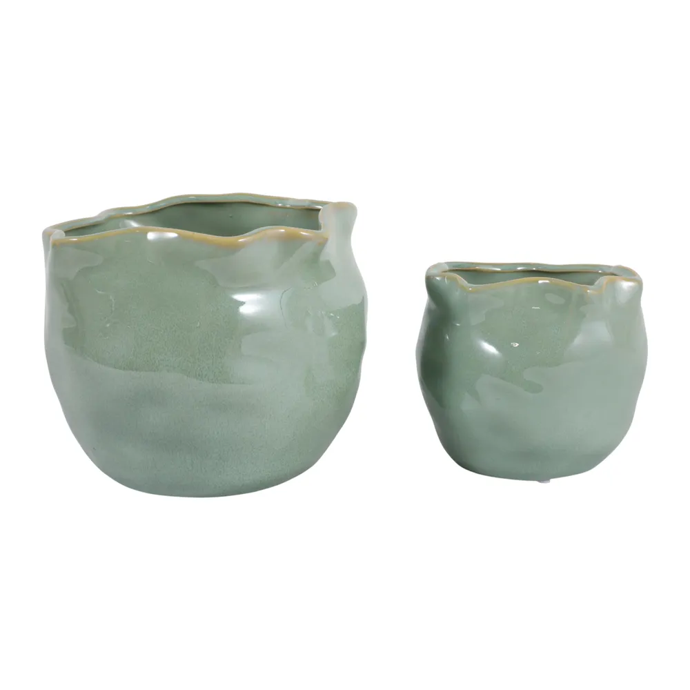 DRAPERSTONE SET OF 2 GREEN PLANTER 6 (IN)