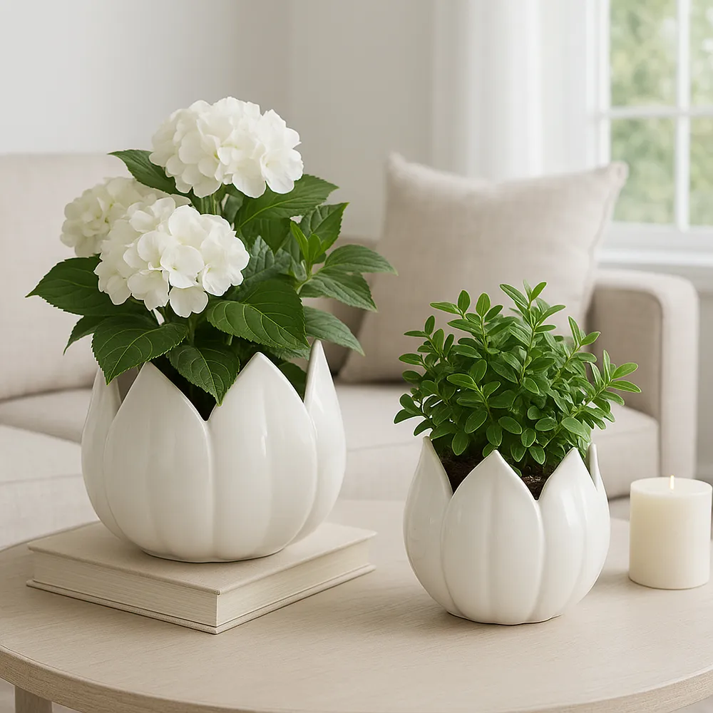GENTRYWIND SET OF 2 WHITE PLANTER 8 (IN)