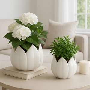 GENTRYWIND SET OF 2 WHITE PLANTER 8 (IN) 10