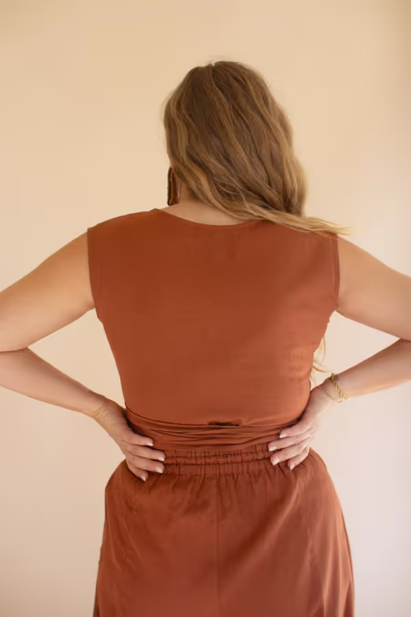 Convertible Wrap Blouse / Cinnamon