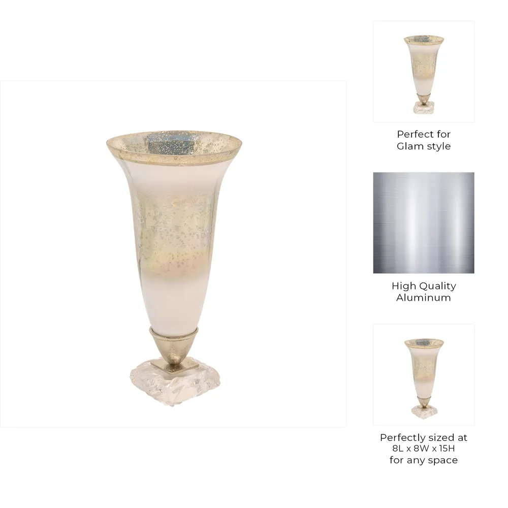 DAMIENVIEW SILVER GLASS VASE 15 (IN)