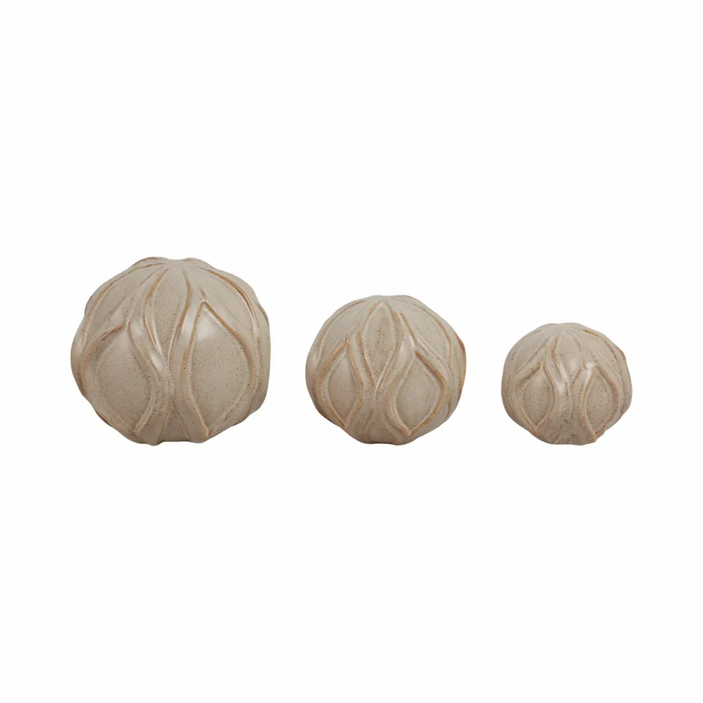 DORIANMORE SET OF 3 IVORY ORBS 5 (IN)