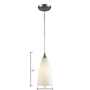 Vesta 5'' Wide 1-Light Mini Pendant - Satin Nickel with White Glass 2