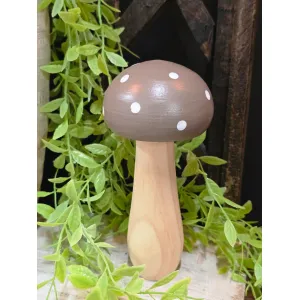 Tall Brown Wooden Mushroom 7in 1