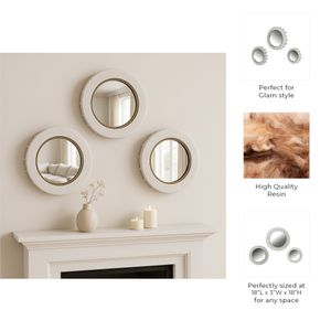 BRAMWORTH SET OF 3 WHITE MIRRORS 18 (IN) 8
