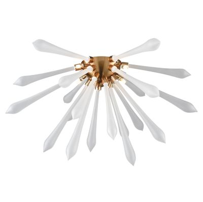 Spiritus 24″ Wide 4-Light Flush Mount - Aged Brass with White