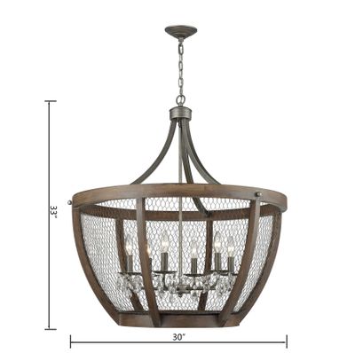 Renaissance Invention 30″ Wide 6-Light Chandelier - Weathered Zinc