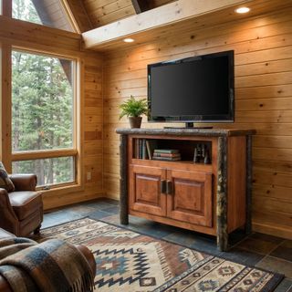 Hickory Log Television Stand - Espresso