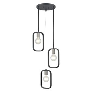 Dylan 12'' Wide 3-Light Chandelier - Matte Black with Nickel Sockets 1