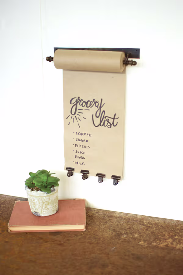 Hanging Note Roll with 4 Brass Finish Clips