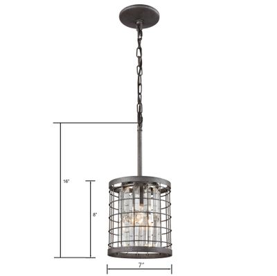 Nadina 7″ Wide 1-Light Mini Pendant - Silverdust Iron