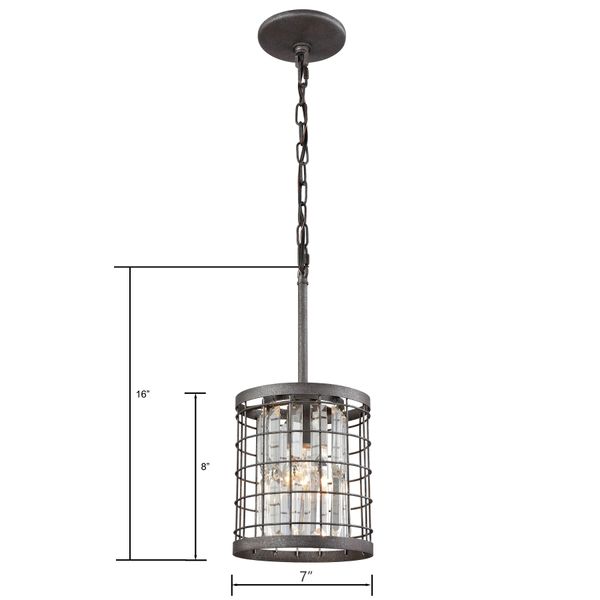 Nadina 7'' Wide 1-Light Mini Pendant - Silverdust Iron