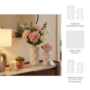 DUNCANPORT SET OF 2 WHITE JARS 13 (IN) 10