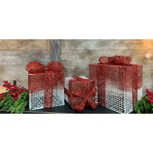 White and Red Glitzy Gift Boxes 6,8 and 10in 1