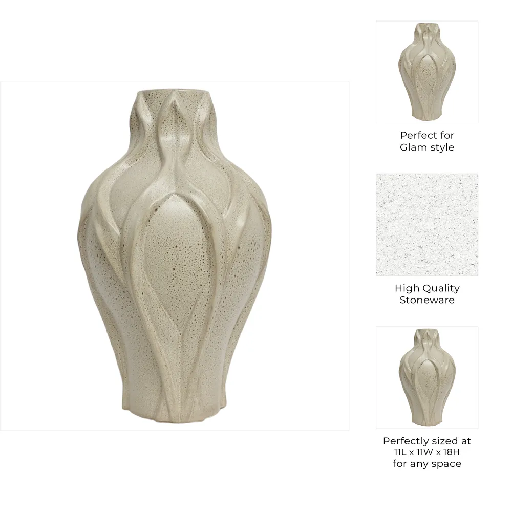 CARLTONOAK IVORY VASE 18 (IN)