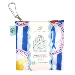 Mediterranean Market blu Reusable Shopping Tote Bag 5