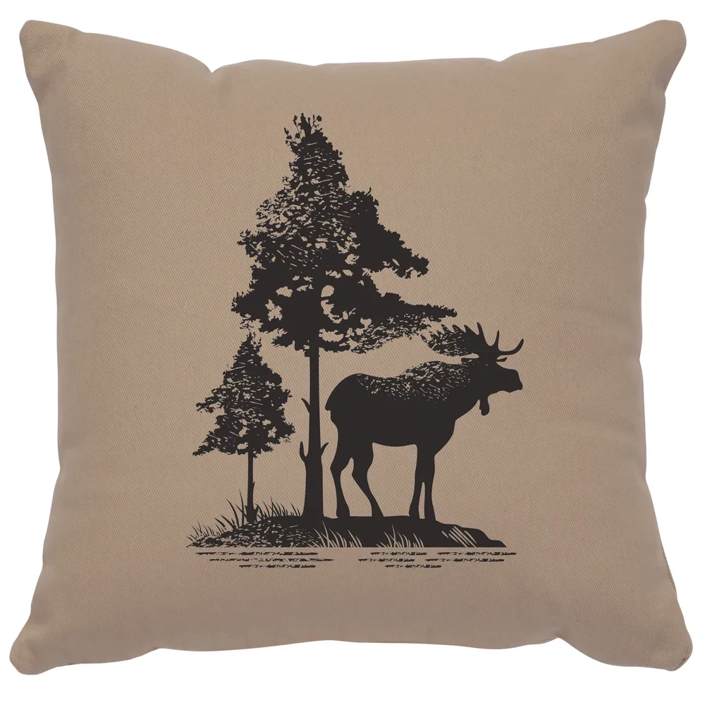Image Pillow - Moose Tree - Cotton Alabaster