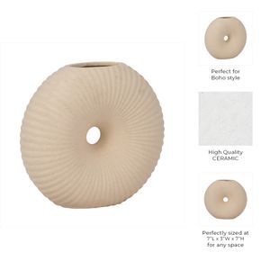 CER, 7" DONUT HOLE VASE, COTTON 10