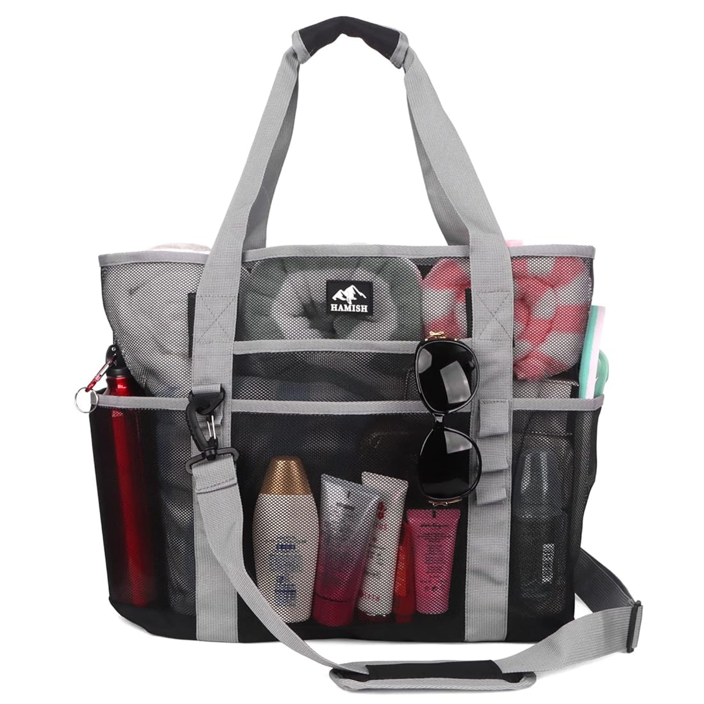 FOLDABLE ZIP-UP MESH BEACH DUFFLE - ASST