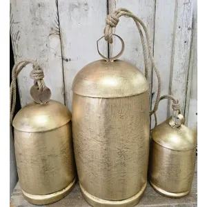 Gold Weathered Welcome Bells Set of 3 - 24in, 16in and 12in 1