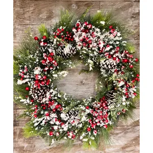 Christmas Snow Berries XL Wreath 48in 1