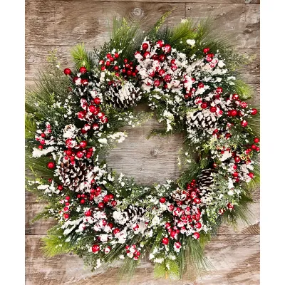Christmas Snow Berries XL Wreath 48in