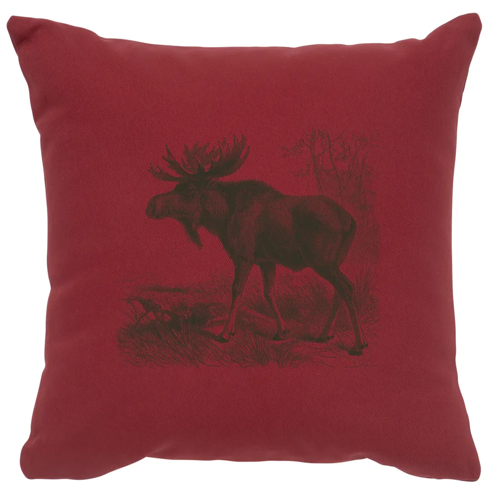 Image Pillow - Moose Scene - Cotton Brick