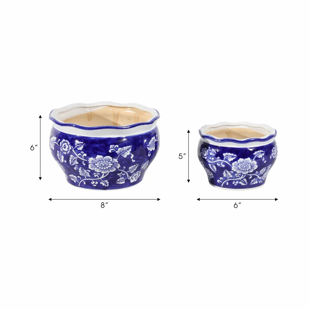 HENLEYDALE SET OF 2 BLUE PLANTER 6 (IN)
