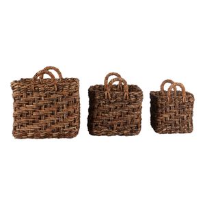 ROMANLAKE SET OF 3 BROWN BASKETS 17 (IN) 4