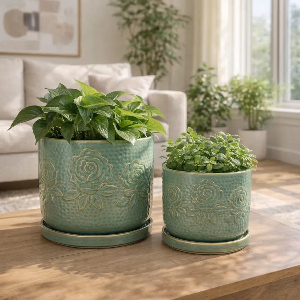 HOBARTGATE SET OF 2 GREEN PLANTER 7 (IN)