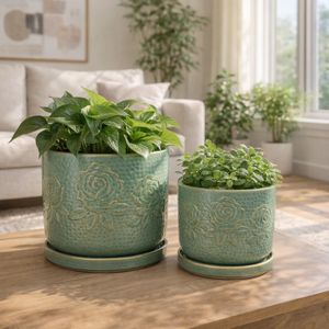 HOBARTGATE SET OF 2 GREEN PLANTER 7 (IN) 11