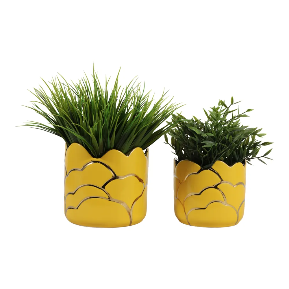 BRIGHTONROSE SET OF 2 YELLOW PLANTER 7 (IN)