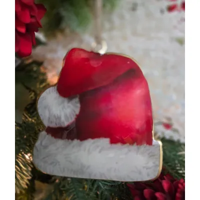 Santa Hat Ornament 4x4in