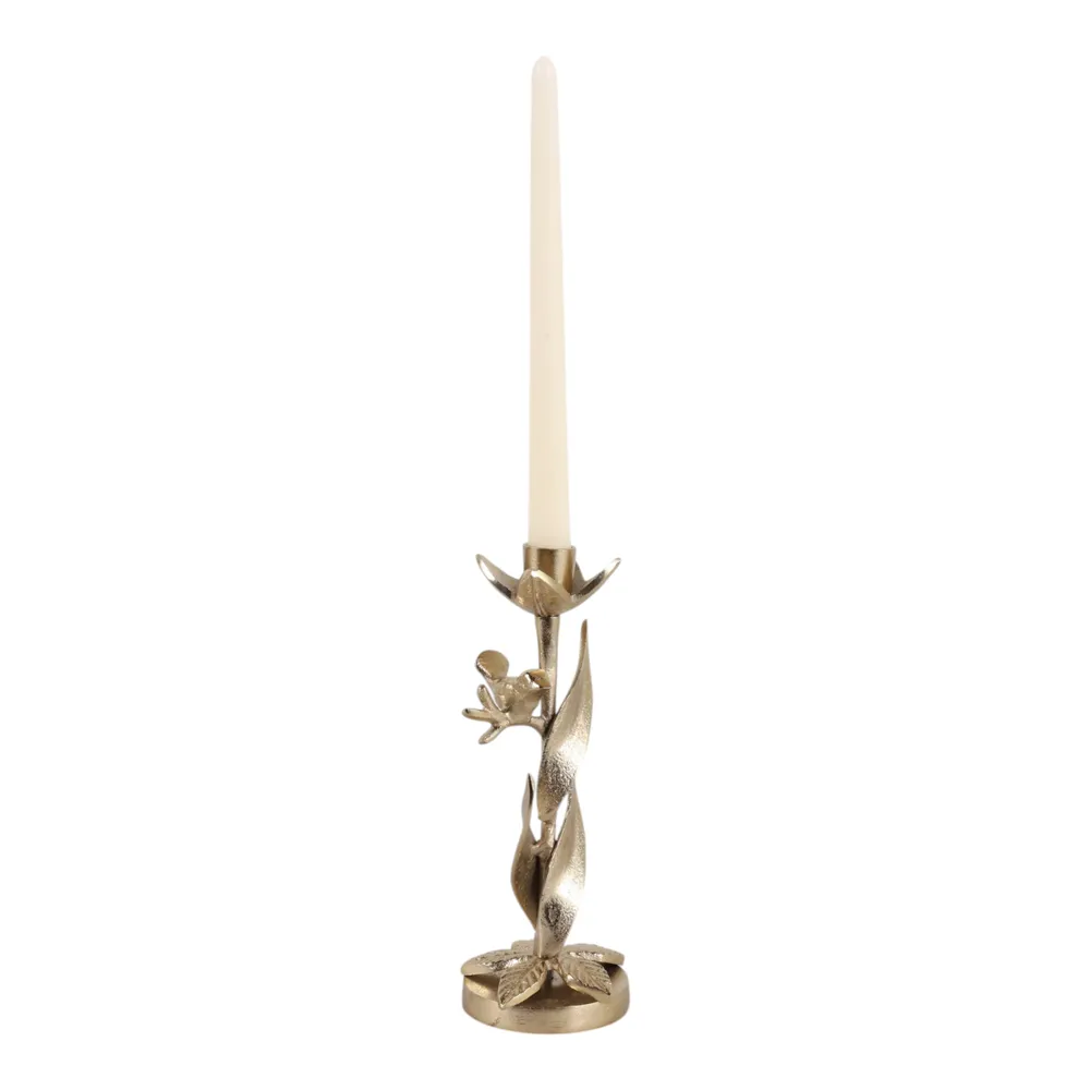 HOLLYMOOR GOLD CANDLE HOLDER 9 (IN)
