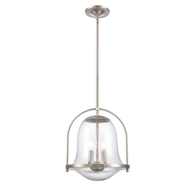 Connection 12″ Wide 2-Light Pendant - Satin Nickel