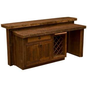 Barnwood 7-foot Bar with Corrugated Steel - Sink Cabinet - Artisan Top - Refrigerator Opening on Left 3