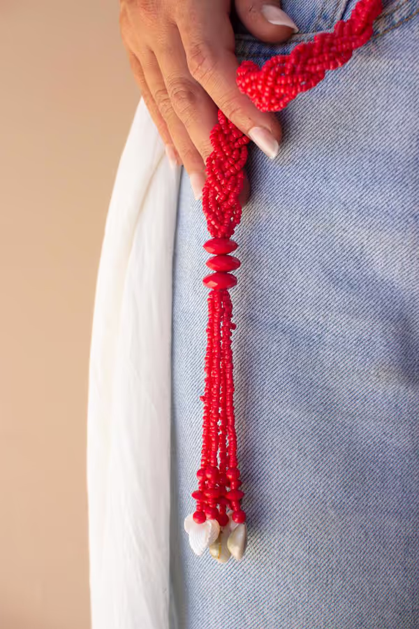 Seeded-Bead Belt / Saffron